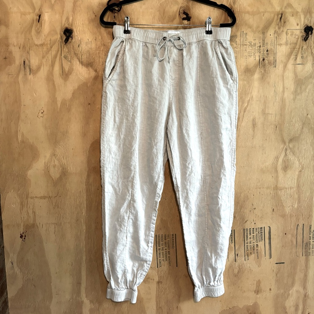 *YARD SALE!* Halston 100% Linen Cream White Jogger Pants Sz L
